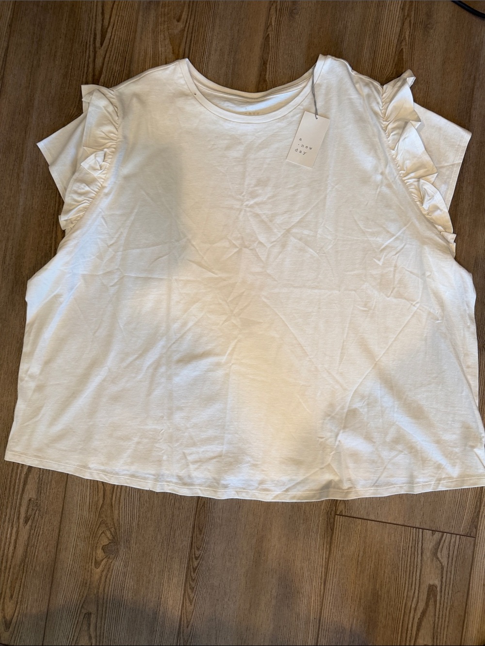 a new day White Ruffle Sleeve Short Sleeve Tee